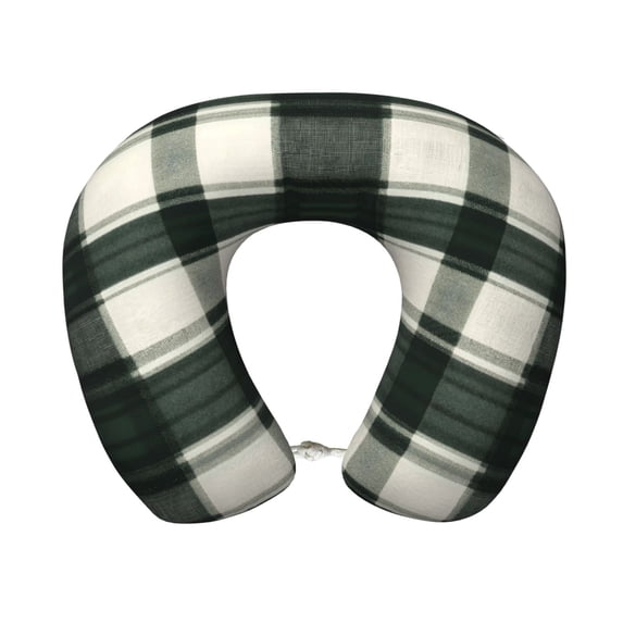 Travel Pillow Memory Foam, Head Neck Support Airplane Pillow For Traveling, Car, Home, Travel Neck Flight Pillow 12 Inches Springgreen Buffalo Plaid Check Tartan Scotland_41650_2