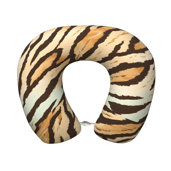 Travel Pillow Memory Foam, Head Neck Support Airplane Pillow For Traveling, Car, Home, Travel Neck Flight Pillow 12 Inches Tiger Skin Print Style Lightgreen_4