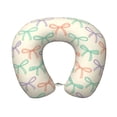 thumbnail image 1 of Travel Pillow Memory Foam, Head Neck Support Airplane Pillow For Traveling, Car, Home, Travel Neck Flight Pillow 12 Inches Whimsical Thin Polka Dot And Striped Ribbon Bow Pattern, 1 of 8