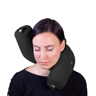 LANGM Twist Memory Foam Travel Pillow for Neck Chin Lumbar and Leg Support  - Neck Pillow for Traveling on Airplane - for Side Stomach and Back  Sleepers - Adjustable Bendable Roll Pil 