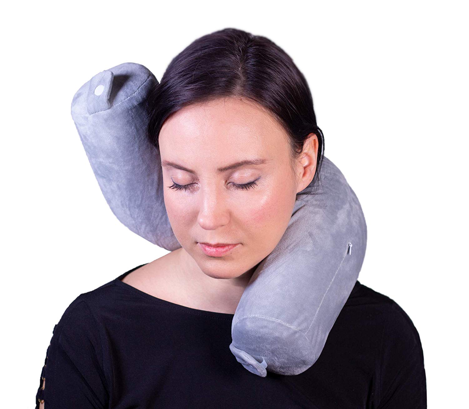 Travel Pillow Memory Foam Twist for Neck, Chin, Back, and Leg Support by Vertall - Comfortable, Lightweight and Adjustable with Machine Washable Cover -Gray - image 1 of 5