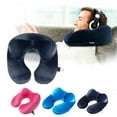 thumbnail image 1 of Travel Pillow Soft Velvet Inflatable Neck Support Pillows for Airplanes Washable Cover with Portable Carrying Bag, 1 of 6
