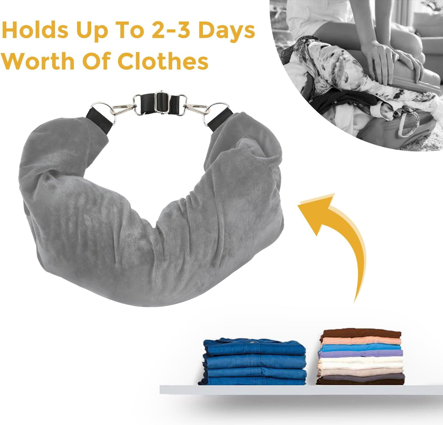 Travel Pillow Stuffable with Clothes, Transforms Into CarryOn Luggage