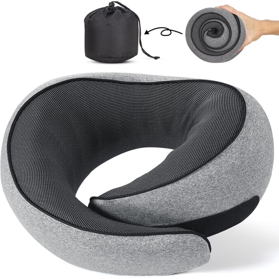 Travel Pillow, Travel Pillow for Airplanes , Pure Memory Travel Pillow, Sleeping Essentials for Long Flight 360? Support Comfort and Breathability