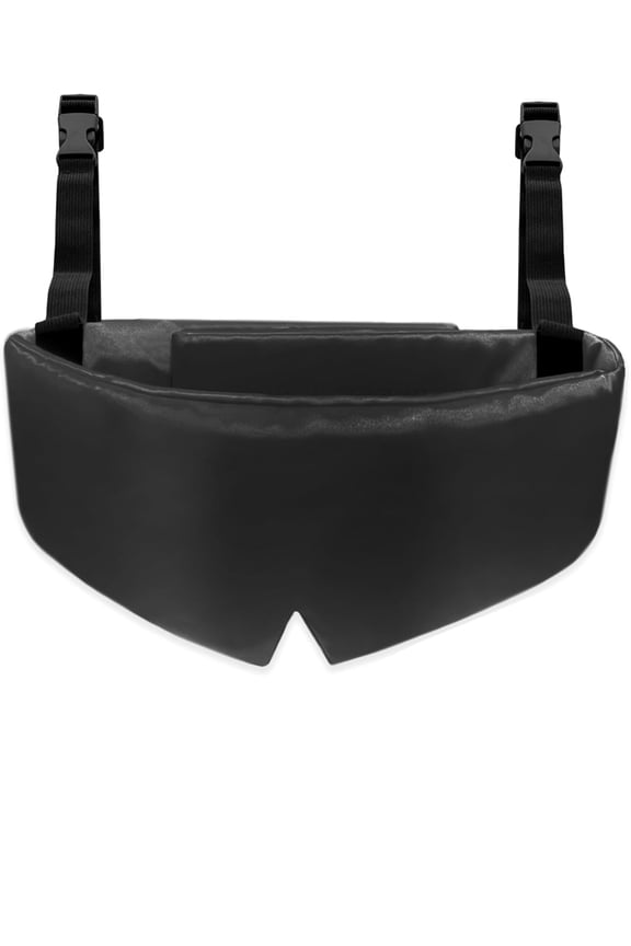 Travel Pillows for Airplanes, Head Strap with Silk Eye Mask for Sleeping, Long Flights & Car Road Trips 360 Headrest Neck Support, Stops Bobbing, Small & Compact (Black)