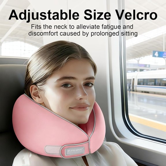 Travel Pillows for Airplanes, Memory Foam Neck Pillow for Traveling, Ergonomic Design Travel Neck Support with Storage Bag, Travel Essentials for Plane, Car, Train and Home(Pink)