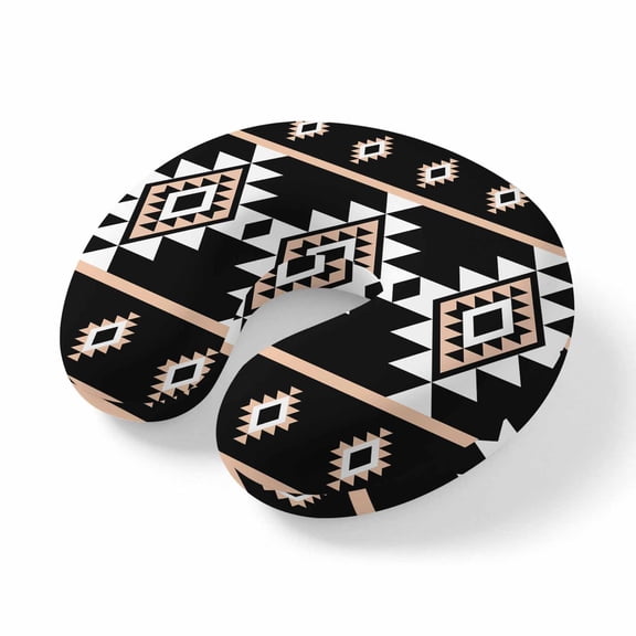 Travel Pillows U Shape Memory Foam Black Aztec Plane Neck Pillows Head Support Comfort Portable Western Tribal Pattern Headrest Neck Pillow for Airplane Car Office Home Chair Sleeping Napping Rest