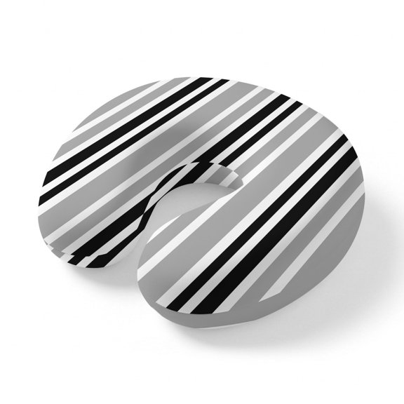 Travel Pillows U Shape Memory Foam Black Stripes Plane Neck Pillows Head Support Comfort Portable Grey Striped Lines Headrest Neck Pillow for Airplane Car Office Home Chair Sleeping Napping Rest
