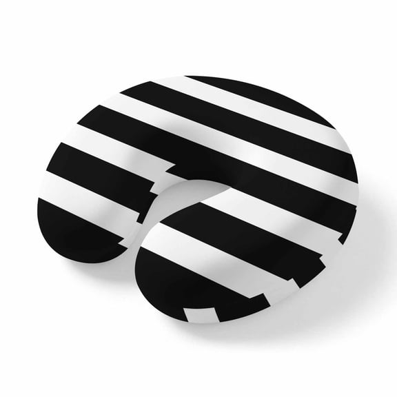 Travel Pillows U Shape Memory Foam Black Stripes Plane Neck Pillows Head Support Comfort Portable Modern Simple Striped Headrest Neck Pillow for Airplane Car Office Home Chair Sleeping Napping Rest