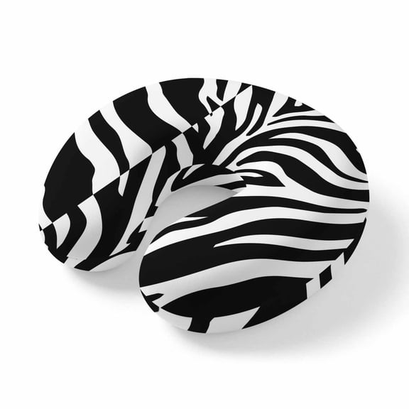 Travel Pillows U Shape Memory Foam Black Tiger Tattoo Pattern Plane Neck Pillows Head Support Comfort Portable Animal Fur Texture Headrest Neck Pillow for Airplane Car Office Home Chair Sleeping