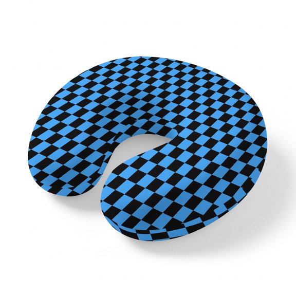 Travel Pillows U Shape Memory Foam Blue Black Chessboard Plane Neck Pillows Head Support Comfort Portable Square Blocks Plaid Headrest Neck Pillow for Airplane Car Office Home Chair Sleeping Rest