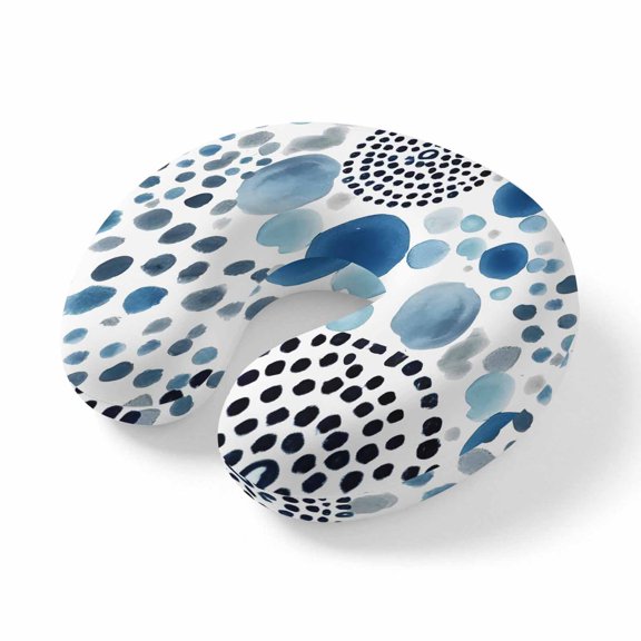 Travel Pillows U Shape Memory Foam Blue Bubble Dots Plane Neck Pillows Head Support Comfort Portable Modern Abstract Art Ink Headrest Neck Pillow for Airplane Car Office Home Chair Sleeping Rest