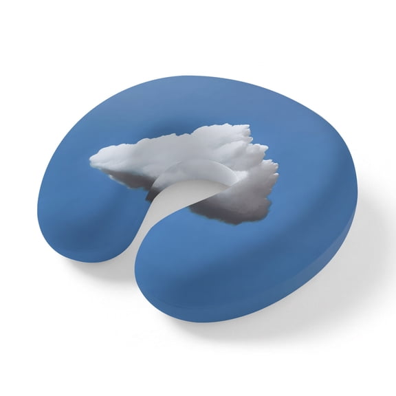 Travel Pillows U Shape Memory Foam Blue Sky Plane Neck Pillows Head Support Comfort Portable White Cloud Horizon Headrest Neck Pillow for Airplane Car Office Home Chair Sleeping Napping Rest
