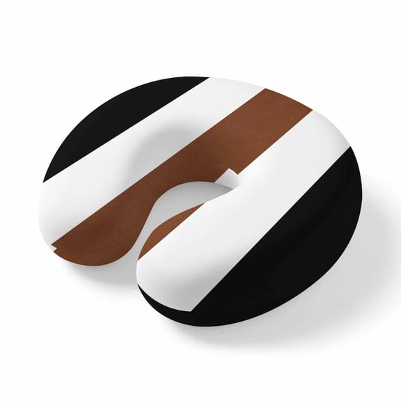 Travel Pillows U Shape Memory Foam Boho Stripe Plane Neck Pillows Head Support Comfort Portable Bohemian Brown Black White Headrest Neck Pillow for Airplane Car Office Home Chair Sleeping Rest