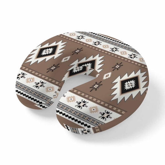 Travel Pillows U Shape Memory Foam Brown Boho Plane Neck Pillows Head Support Comfort Portable Southwest Tribal Aztec Geometric Headrest Neck Pillow for Airplane Car Office Home Chair Sleeping Rest