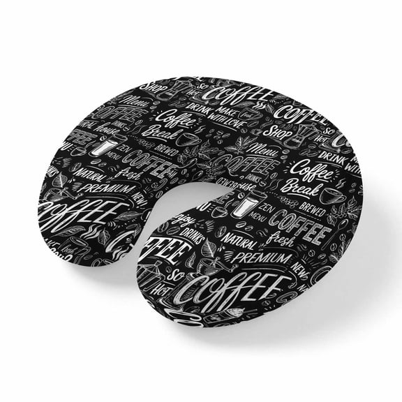 Travel Pillows U Shape Memory Foam Coffee Beans Plane Neck Pillows Head Support Comfort Portable Black Coffee Cup Headrest Neck Pillow for Airplane Car Office Home Chair Sleeping Napping Rest