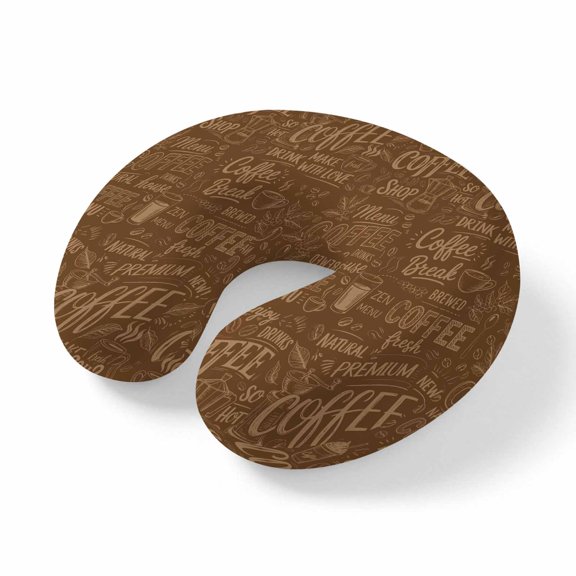 Travel Pillows U Shape Memory Foam Coffee Beans Plane Neck Pillows Head Support Comfort Portable Brown Coffee Cup Headrest Neck Pillow for Airplane Car Office Home Chair Sleeping Napping Rest