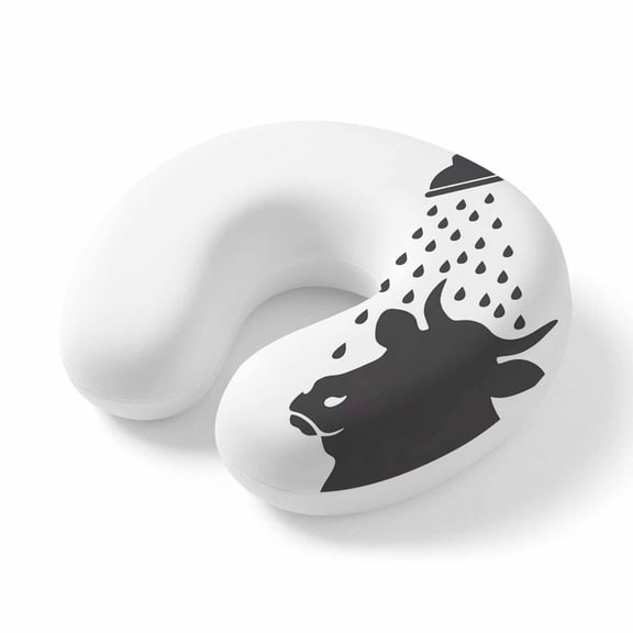 Travel Pillows U Shape Memory Foam Cow Shower Plane Neck Pillows Head Support Comfort Portable Funny Animal Shadow Headrest Neck Pillow for Airplane Car Office Home Chair Sleeping Napping Rest