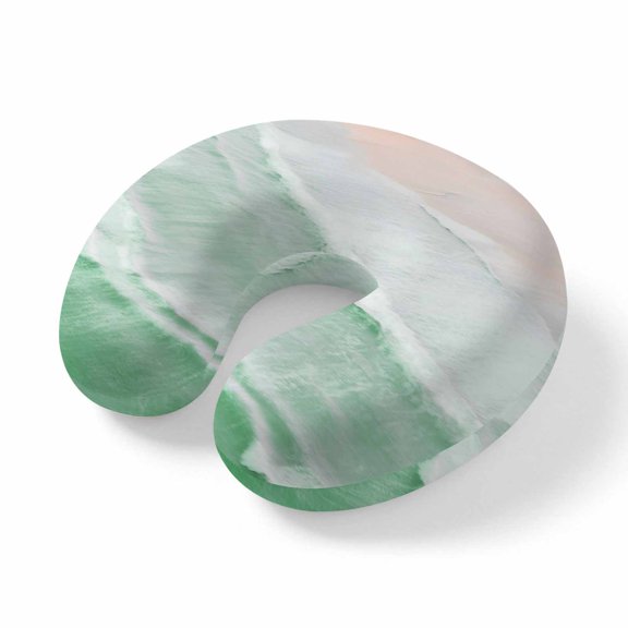 Travel Pillows U Shape Memory Foam Green Ocean Waves Plane Neck Pillows Head Support Comfort Portable Ombre Beach Spray Headrest Neck Pillow for Airplane Car Office Home Chair Sleeping Napping Rest