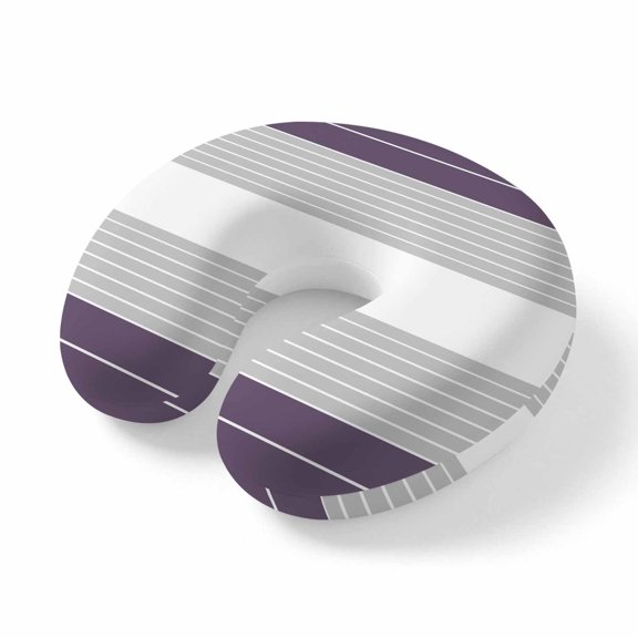 Travel Pillows U Shape Memory Foam Grey Striped Plane Neck Pillows Head Support Comfort Portable Ombre Purple Stripes Headrest Neck Pillow for Airplane Car Office Home Chair Sleeping Napping Rest