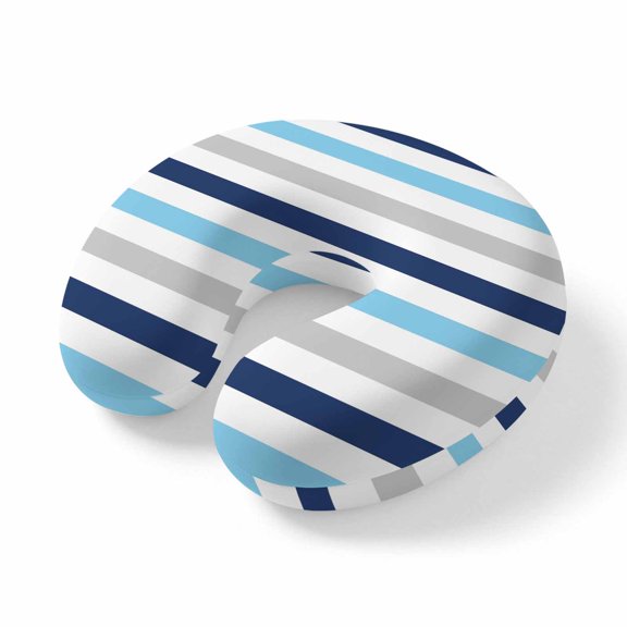 Travel Pillows U Shape Memory Foam Navy Blue Stripes Plane Neck Pillows Head Support Comfort Portable Grey White Striped Headrest Neck Pillow for Airplane Car Office Home Chair Sleeping Napping Rest