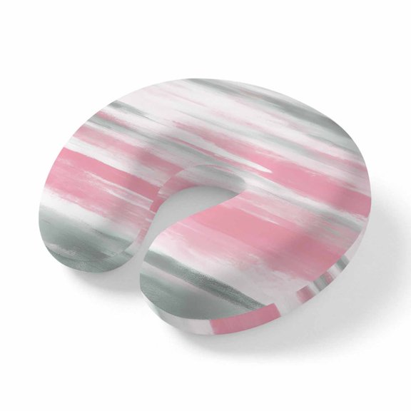 Travel Pillows U Shape Memory Foam Pink Grey Paint Plane Neck Pillows Head Support Comfort Portable Abstract Art Texture Headrest Neck Pillow for Airplane Car Office Home Chair Sleeping Napping Rest