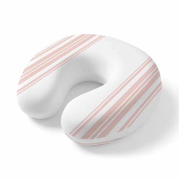 Travel Pillows U Shape Memory Foam Pink Stripes Plane Neck Pillows Head Support Comfort Portable Simple Style Headrest Neck Pillow for Airplane Car Office Home Chair Sleeping Napping Rest