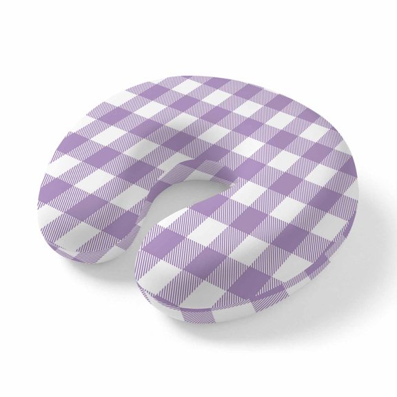 Travel Pillows U Shape Memory Foam Purple Buffalo Check Plaid Plane Neck Pillows Head Support Comfort Portable Farmhouse Style Headrest Neck Pillow for Airplane Car Office Home Chair Sleeping Rest
