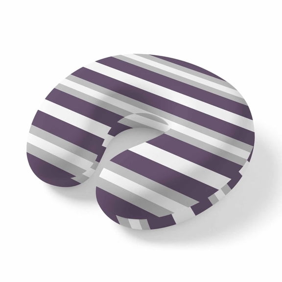 Travel Pillows U Shape Memory Foam Purple Stripe Plane Neck Pillows Head Support Comfort Portable Grey Simple Striped Headrest Neck Pillow for Airplane Car Office Home Chair Sleeping Napping Rest