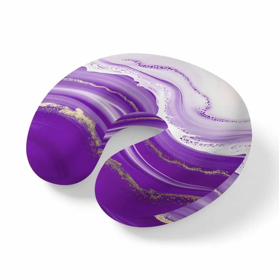 Travel Pillows U Shape Memory Foam Purple Waves Plane Neck Pillows Head Support Comfort Portable Abstract Gradient Fluid Art Headrest Neck Pillow for Airplane Car Office Home Chair Sleeping Rest