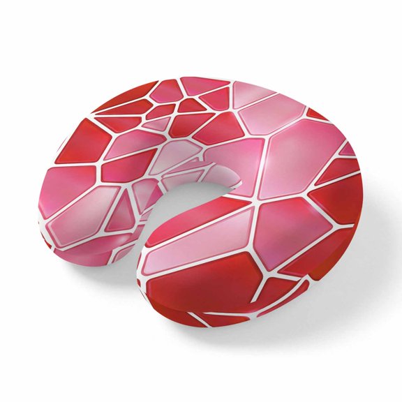 Travel Pillows U Shape Memory Foam Red Ceramic Tiles Plane Neck Pillows Head Support Comfort Portable Abstract Art Puzzles Structure Headrest Neck Pillow for Airplane Car Office Home Chair Sleeping