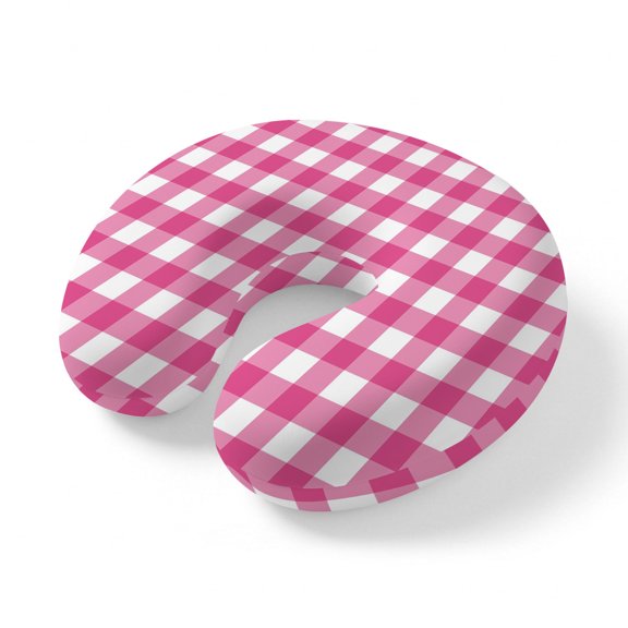 Travel Pillows U Shape Memory Foam Rose Pink Buffalo Checked Plaid Plane Neck Pillows Head Support Comfort Portable Classic Grid Headrest Neck Pillow for Airplane Car Office Home Chair Sleeping Rest