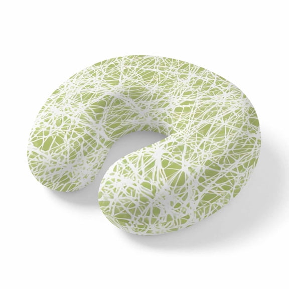 Travel Pillows U Shape Memory Foam Sage Green Fibers Cobweb Plane Neck Pillows Head Support Comfort Portable Abstract Twist Lines Headrest Neck Pillow for Airplane Car Office Home Chair Sleeping