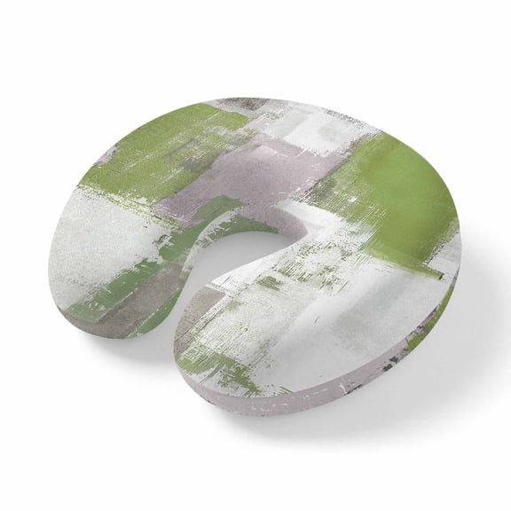Travel Pillows U Shape Memory Foam Sage Green Gray Block Plane Neck Pillows Head Support Comfort Portable Abstract Art Headrest Neck Pillow for Airplane Car Office Home Chair Sleeping Napping Rest