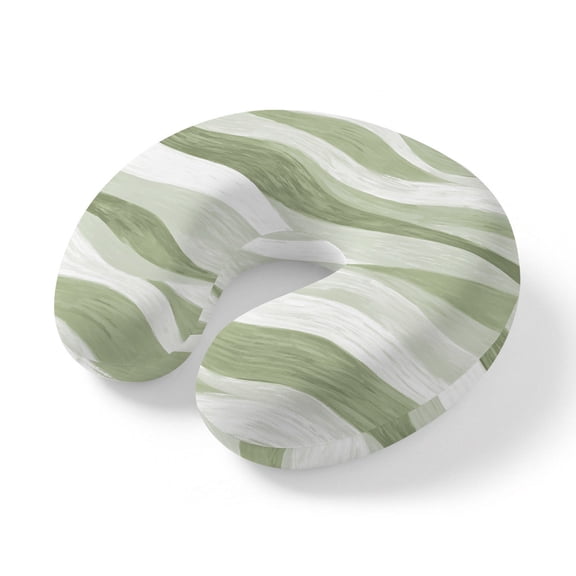Travel Pillows U Shape Memory Foam Sage Green Ocean Waves Plane Neck Pillows Head Support Comfort Portable Abstract Mountain Stripes Headrest Neck Pillow for Airplane Car Office Home Chair Sleeping