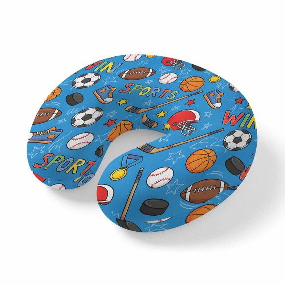 Travel Pillows U Shape Memory Foam Sports Balls Plane Neck Pillows Head Support Comfort Basketball Soccer Baseball Rugby Ice Hockey Headrest Neck Pillow for Airplane Car Office Home Chair Sleeping