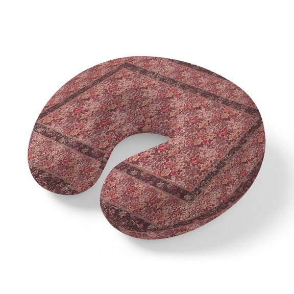 Travel Pillows U Shape Memory Foam Spring Flowers Plane Neck Pillows Head Support Comfort Portable Red Retro Floral Bird Headrest Neck Pillow for Airplane Car Office Home Chair Sleeping Napping Rest