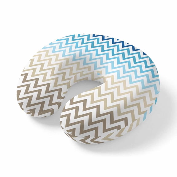 Travel Pillows U Shape Memory Foam Teal Blue Striped Plane Neck Pillows Head Support Comfort Portable Ombre V Shaped Stripes Headrest Neck Pillow for Airplane Car Office Home Chair Sleeping Rest