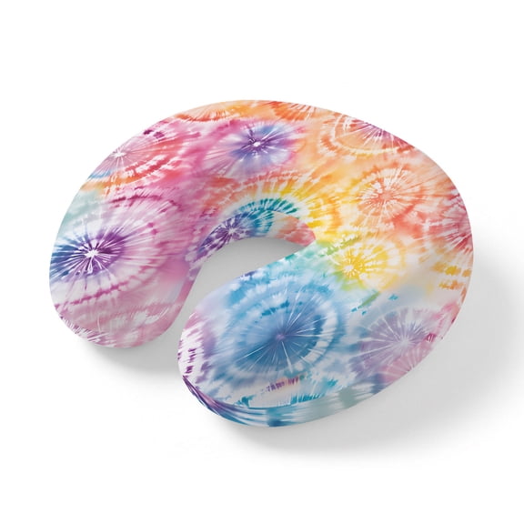 Travel Pillows U Shape Memory Foam Tie-Dye Art Plane Neck Pillows Head Support Comfort Portable Abstract Boho Dyeing Headrest Neck Pillow for Airplane Car Office Home Chair Sleeping Napping Rest