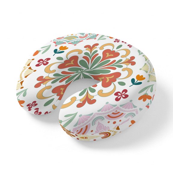 Travel Pillows U Shape Memory Foam Turkish Pattern Plane Neck Pillows Head Support Comfort Portable Vintage Abstract Flower Headrest Neck Pillow for Airplane Car Office Home Chair Sleeping Rest