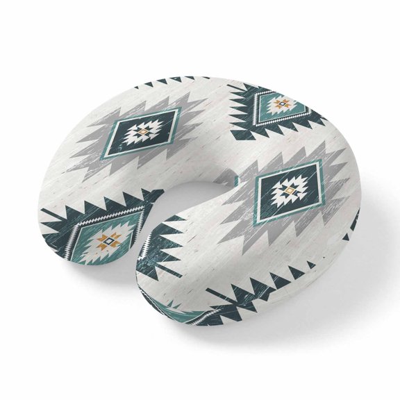 Travel Pillows U Shape Memory Foam Turquoise Boho Aztec Plane Neck Pillows Head Support Comfort Portable Southwest Tribal Style Headrest Neck Pillow for Airplane Car Office Home Chair Sleeping Rest