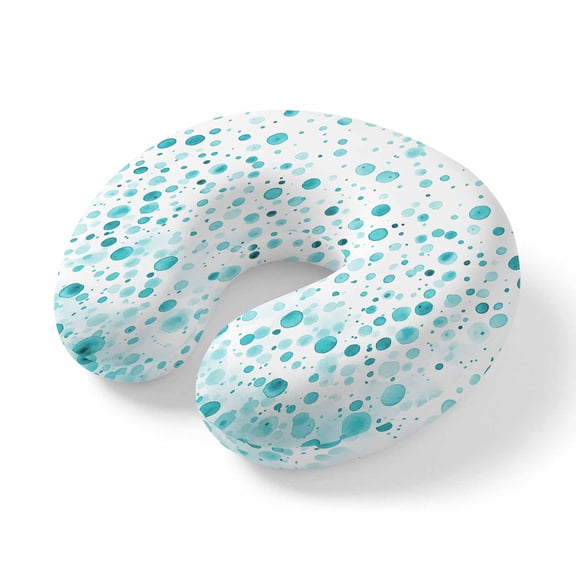 Travel Pillows U Shape Memory Foam Turquoise Polka Dot Plane Neck Pillows Head Support Comfort Portable Modern Art Headrest Neck Pillow for Airplane Car Office Home Chair Sleeping Napping Rest