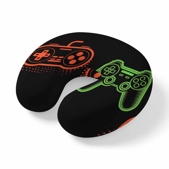 Travel Pillows U Shape Memory Foam Video Games Plane Neck Pillows Head Support Comfort Portable Retro Gaming Playing Gamer Headrest Neck Pillow for Airplane Car Office Home Chair Sleeping Rest