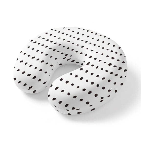 Travel Pillows U Shape Memory Foam White Plane Neck Pillows Head Support Comfort Portable Solid Color Black Dots Headrest Neck Pillow for Airplane Car Office Home Chair Sleeping Napping Rest