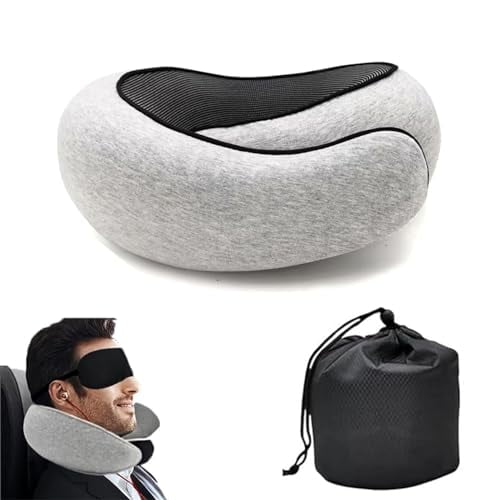 Travel Pillows for Airplanes,Travel Neck Pillow Memory Foam Pillow Neck Pillow for Traveling Suitable for Airplanes,Offices and Cars (Light Gray)