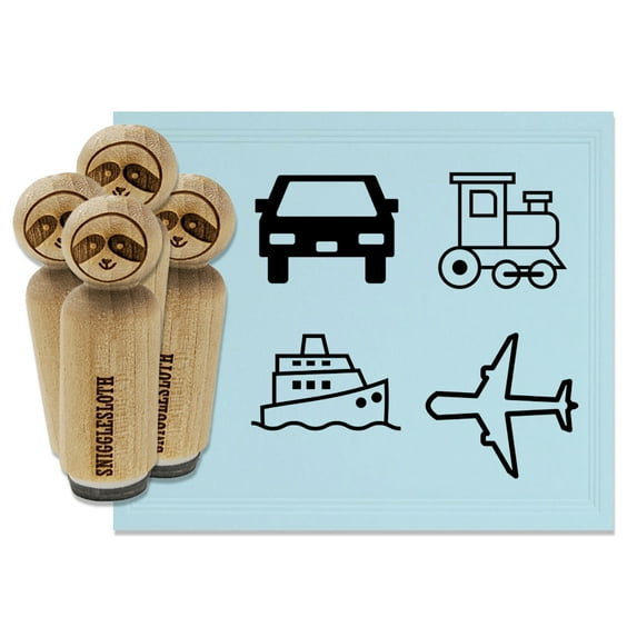 Travel Plane Train Car Automobile Cruise Ship Boat Rubber Stamp Set for Scrapbooking Crafting Stamping - Medium 1 Inch
