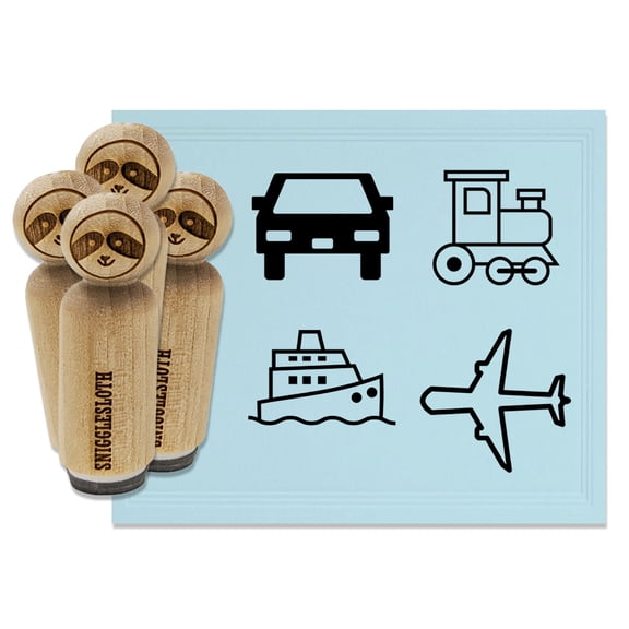 Travel Plane Train Car Automobile Cruise Ship Boat Rubber Stamp Set for Scrapbooking Crafting Stamping - Mini 1/2 Inch
