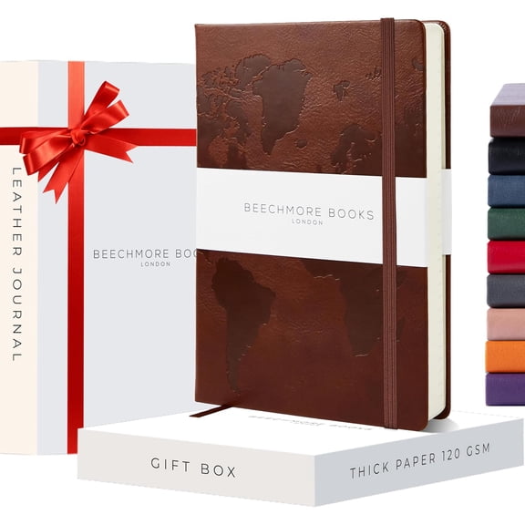 Travel Planner, Brown | Vegan Leather Hardcover with Thick 120gsm Lined Paper | Travel Checklists & 8 Trip Sections | Gift Box | for Gap Year Travelers, Honeymoon & Holidays