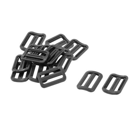 Travel Plastic Adjustable Backpack tri Buckle Black 25mm Strap Width 15pcs