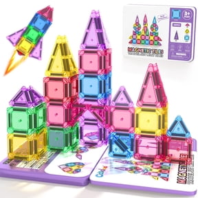 Travel Portable Magnetic Tiles Building Block Set, 40-Piece